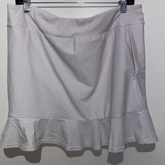 Aryeh Women's White Ruffle Elastic Waistband Mini Skort Skirt Size Large - Picture 4 of 8
